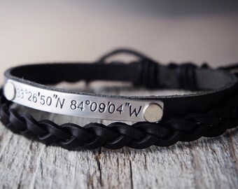 Bracelet de coordonnées personnalisées, bracelet de coordonnées de petit ami, bracelet de coordonnées, bracelets de coordonnées d’anniversaire, bracelet personnalisé