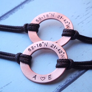 Coordinate Bracelets, Couples Coordinates Bracelets, Couples gifts, location, latitude longitude, adjustable, gift for him, gift for her