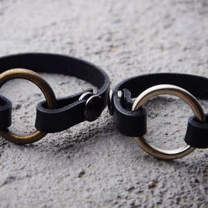 6&quot; O Ring Bracelet Holder, Replacement Ring Bracelet, Real Leather O ring Bracelet, custom, engraved, wear a ring, wedding, date, widow gift