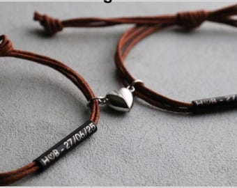 2026 Valentines Gifts/ Matching Couple Magnetic bracelets, Couples Wedding bracelets, magnetic Bracelet Heart, Anniversary, Custom Bracelets