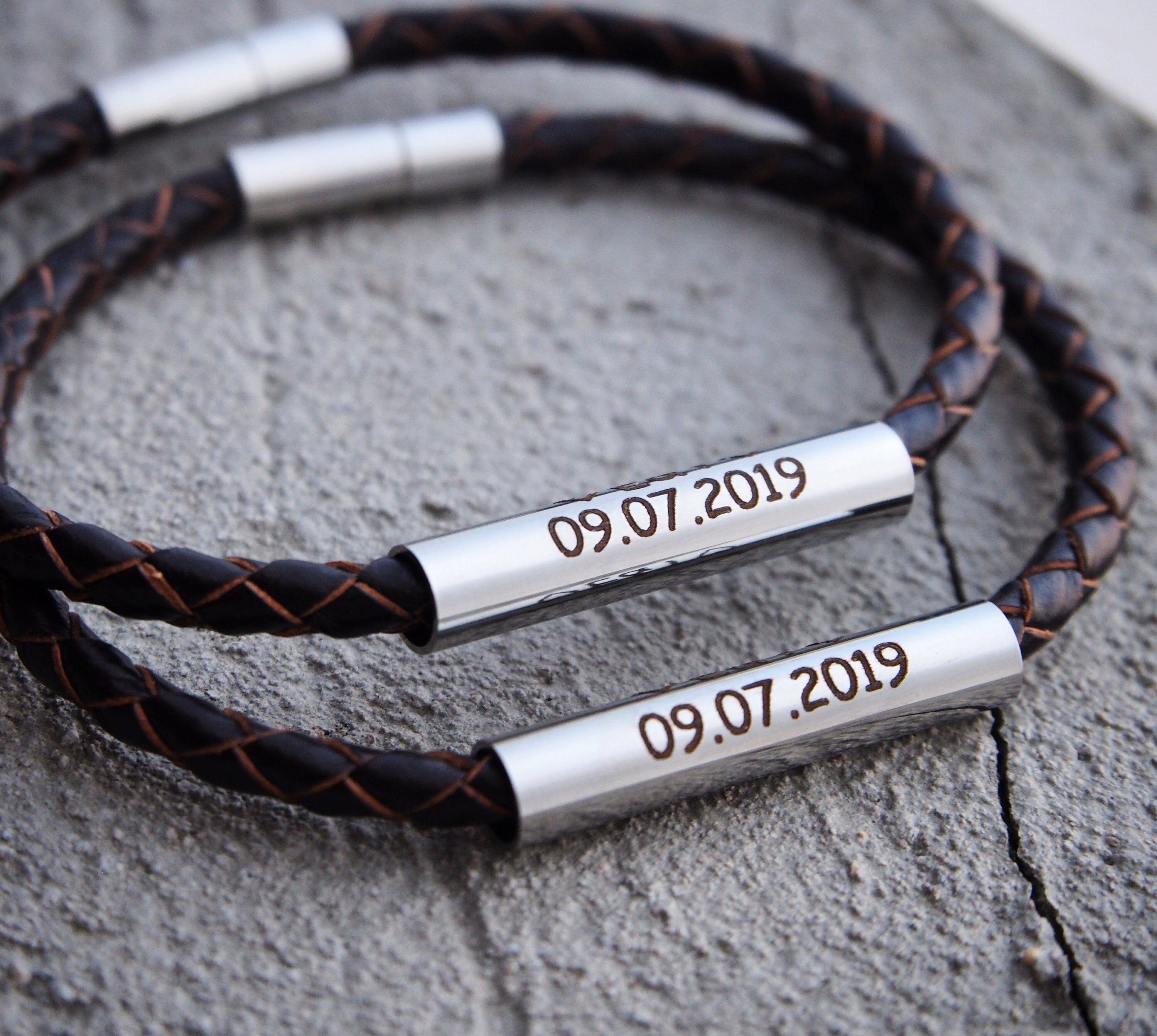 Couple Date Bracelets Couples Gifts Couple Anniversary Date Etsy