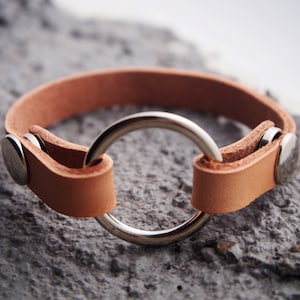 6.5&quot; Handmade Real Leather O Ring Bracelet, Replacement O ring Bracelet, Grief bracelet, widow gifts, wear a ring, Wedding Memorial Bracelet