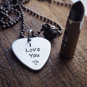Ti amo Collana Croce, Collana urna proiettile per lui, Cremazione Collana proiettile, Custom Inciso Cremation Memorial Gioielli per ceneri