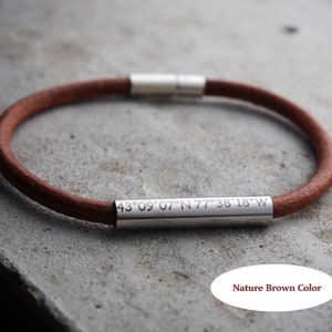 Custom Engraved Coordinates Bracelets, Real leather Coordinate Bracelet, Boyfriend Gifts, Mens Gift, coordinates gift, Coordinate Bracelets