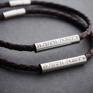 Waterproof/ Coordinates Bracelets, Couples Coordinates Bracelets, Coordinates Bracelets, Coordinate jewelry, Coordinate Anniversary Gifts