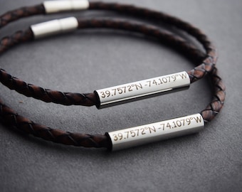 Waterproof/ Coordinates Bracelets, Couples Coordinates Bracelets, Coordinates Bracelets, Coordinate jewelry, Coordinate Anniversary Gifts
