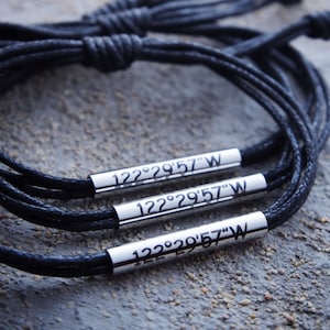 Bulk buy/ Coordinates Bracelets, Men women Coordinates Bracelets, Personalized Gifts, custom engraved, long distance, Men Coordinates Gifts