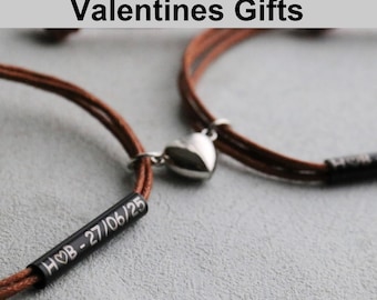 2026 Valentines Gifts/ Couples Wedding bracelets, Matching Couple Magnetic bracelets,  magnetic Bracelet Heart, Anniversary, Custom Bracelet