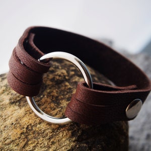 7&quot; Replacement O ring Bracelet, Real leather O ring bracelet, ring bracelet holder, brown leather, Custom wrist size, Widow bracelet, women