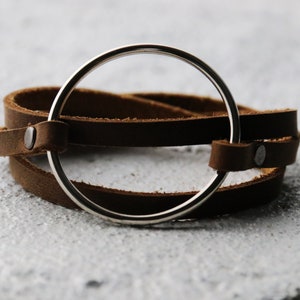 Big O ring Bracelet, thin woman gifts, leather bracelet, O ring jewelry, women, men, gift, personalized, wear a ring, widow bracelet gift