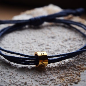 GOLD/ Coordinates bracelet, Men Latitude Longitude bracelet Navy Blue Leather, personalized Coordinate Bracelet, MENS Gifts, Stainless Steel