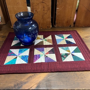 Patchwork Table Runner for Every day in Red