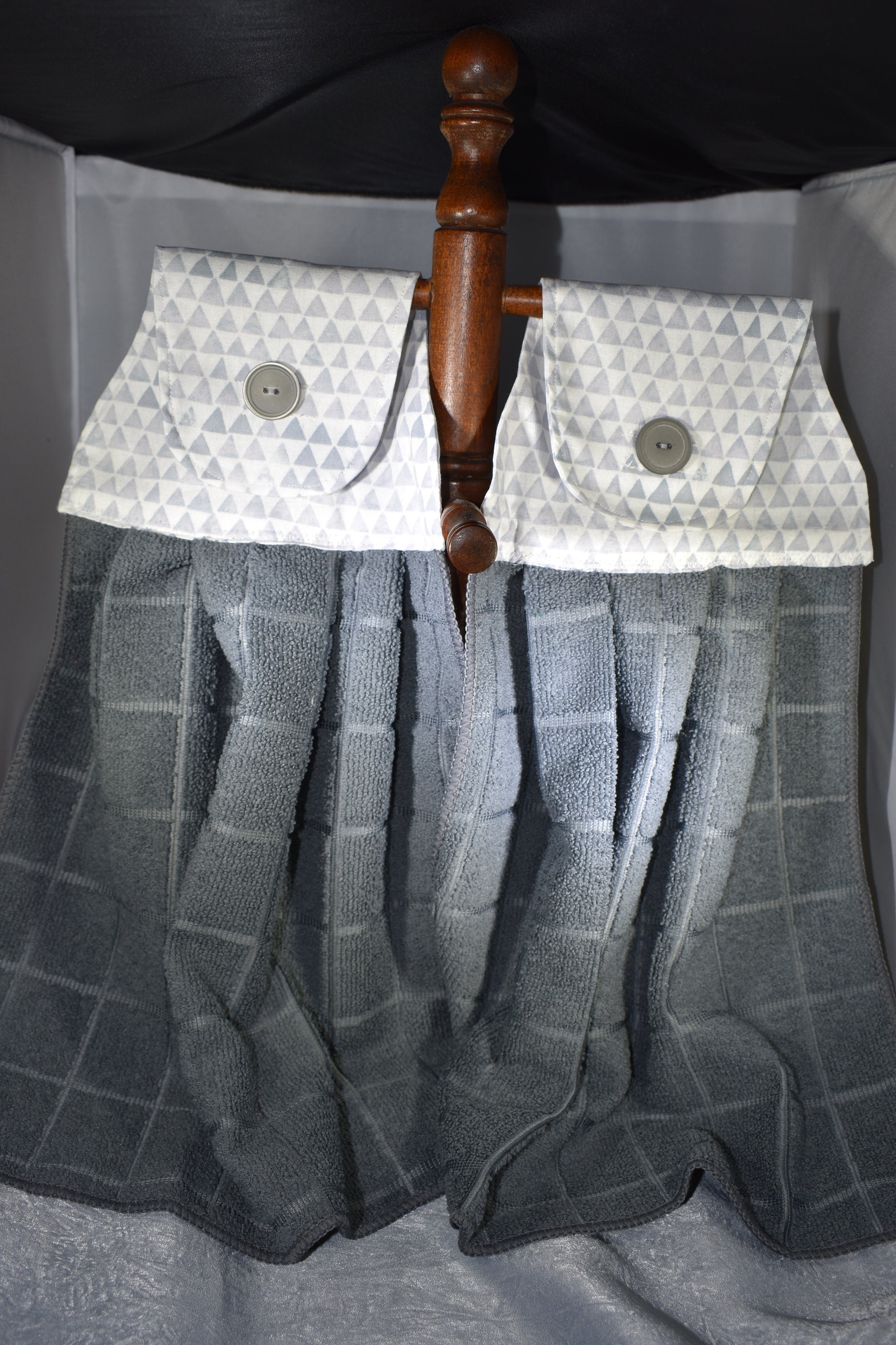 Toalla de cocina colgante gris y blanco geométrico moderno | Etsy