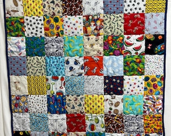 Matching Game Baby/Toddler Quilt, Novelty Fabrics, Tummy Time Fun or for Use in the Car