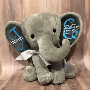 Baptism gift boy, personalized stuffed elephant, Christening gift, Baby dedication, nursery decor, baby shower gift, baptism keepsake