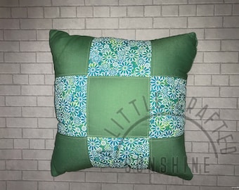 On Sale! High quality fabric, Handmade, quilted, pillow, in green/floral