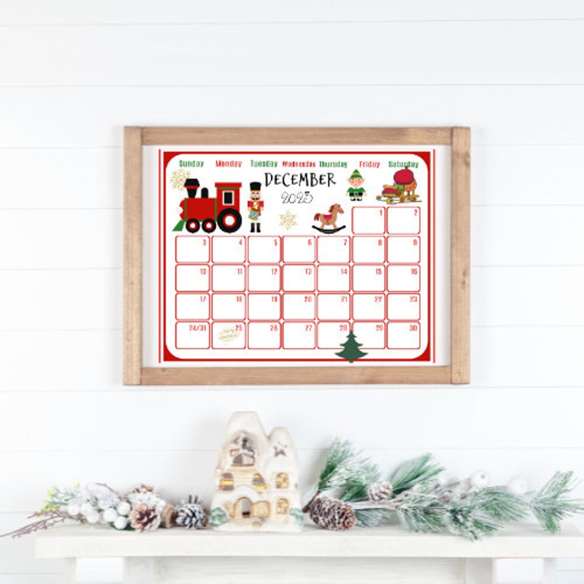 December Calendar 2023, INSTANT DOWNLOAD, Holiday Planer, Christmas