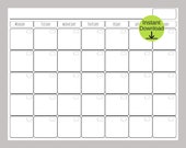 Blank Calendar Page Template 8.5 x 11 (Instant Download)
