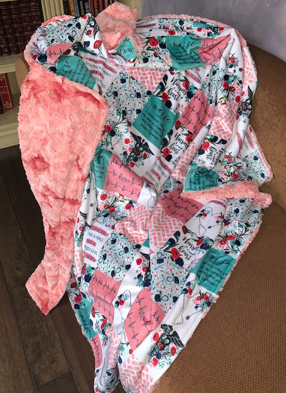 Handmade Luxury Adult MINKY Blanket Minky Blanket Nurse Print and Luxe Cuddle Galaxy Blanket Cuddle Luxe Cuddle Blanket. Etsy