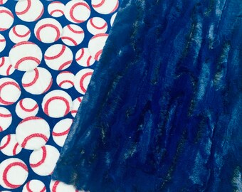 Handmade Baseball Print Minky Blanket: Luxe Cuddle Fabric