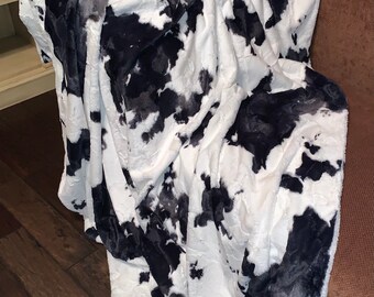 Handmade Minky Blanket: Bessie Calf Luxe Cuddle, Double Layer