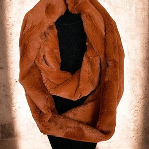 Minky Luxe Cuddle Ginger Hide Faux Fur Infinity Scarf