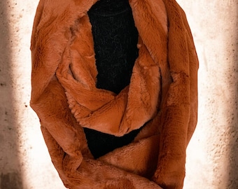 Minky Luxe Cuddle Ginger Hide Faux Fur Infinity Scarf