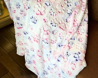 Handmade Minky Blanket: Prism Paws Luxe Cuddle - Soft Snuggle Blanket