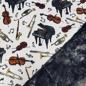 Handmade Luxury MINKY Blanket, Musical Instuments Minky Blanket,  Cuddle & Luxe Cuddle Blanket