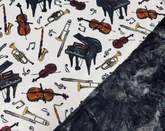 Handmade Musical Instruments Minky Blanket: Luxe Cuddle Backing