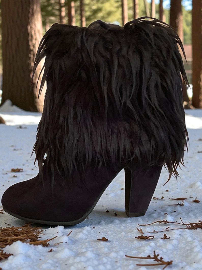 Black Bear Faux Fur Boot Cuffs image 2
