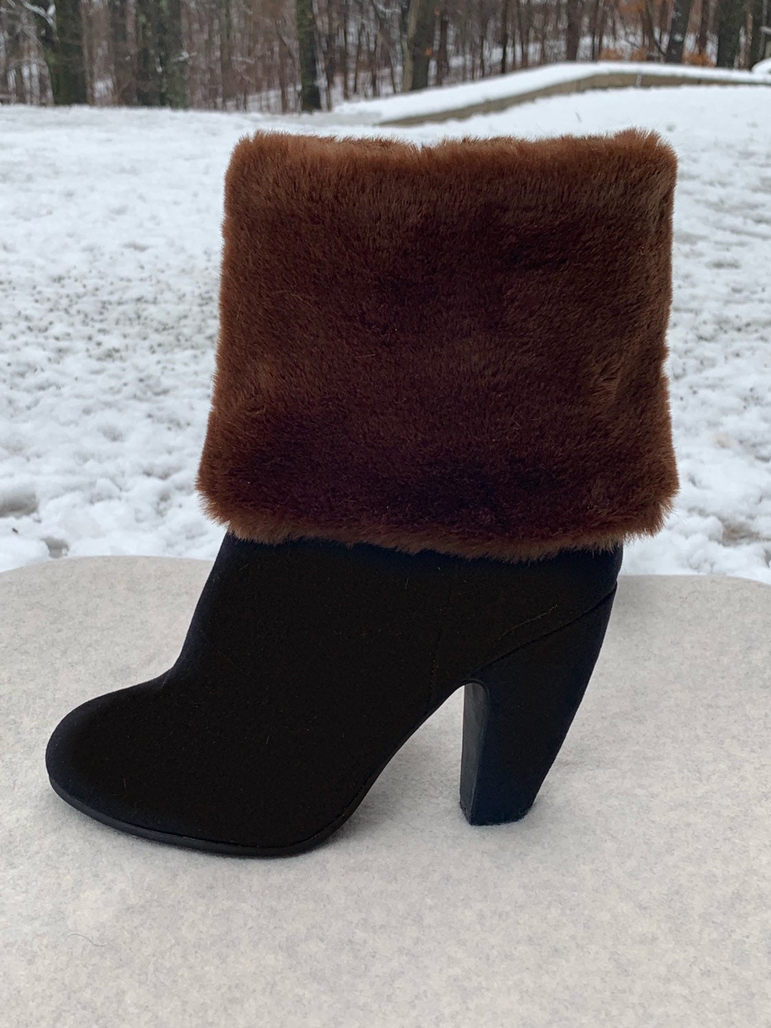 Burgundy faux fur boots cheap