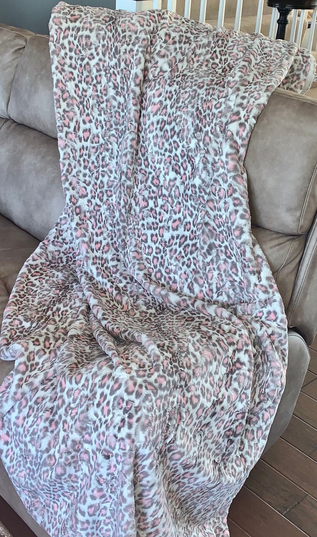 Minky Blanket, Blush Leopard Luxe Cuddle Baby Blanket, Double Sided