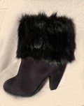 Black Sheared Rabbit Faux Fur Boot Cuffs