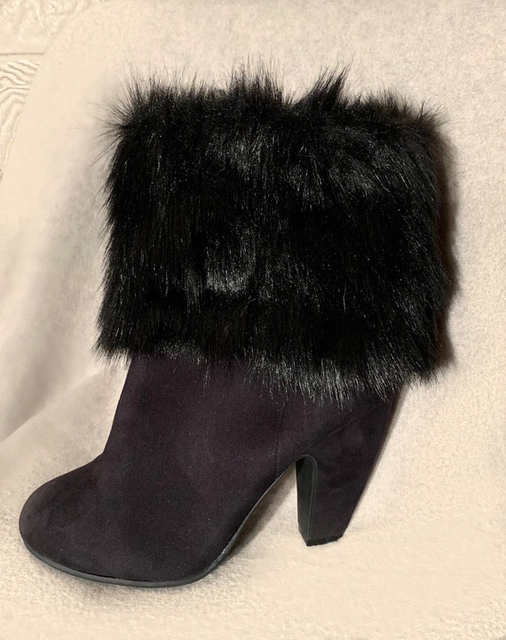 Black Sheared Rabbit Faux Fur Boot Cuffs - Etsy