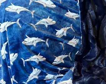 Handmade Shark Minky Blanket, Luxe Cuddle Fabric