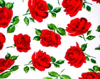 Handmade Floral Minky Blanket: Red Rose Print, Luxe Cuddle Backing