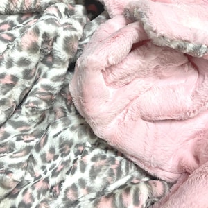 Minky Blanket, Blush Leopard Luxe Cuddle Baby Blanket, Double Sided Luxe,  Handmade Luxury MINKY Blanket