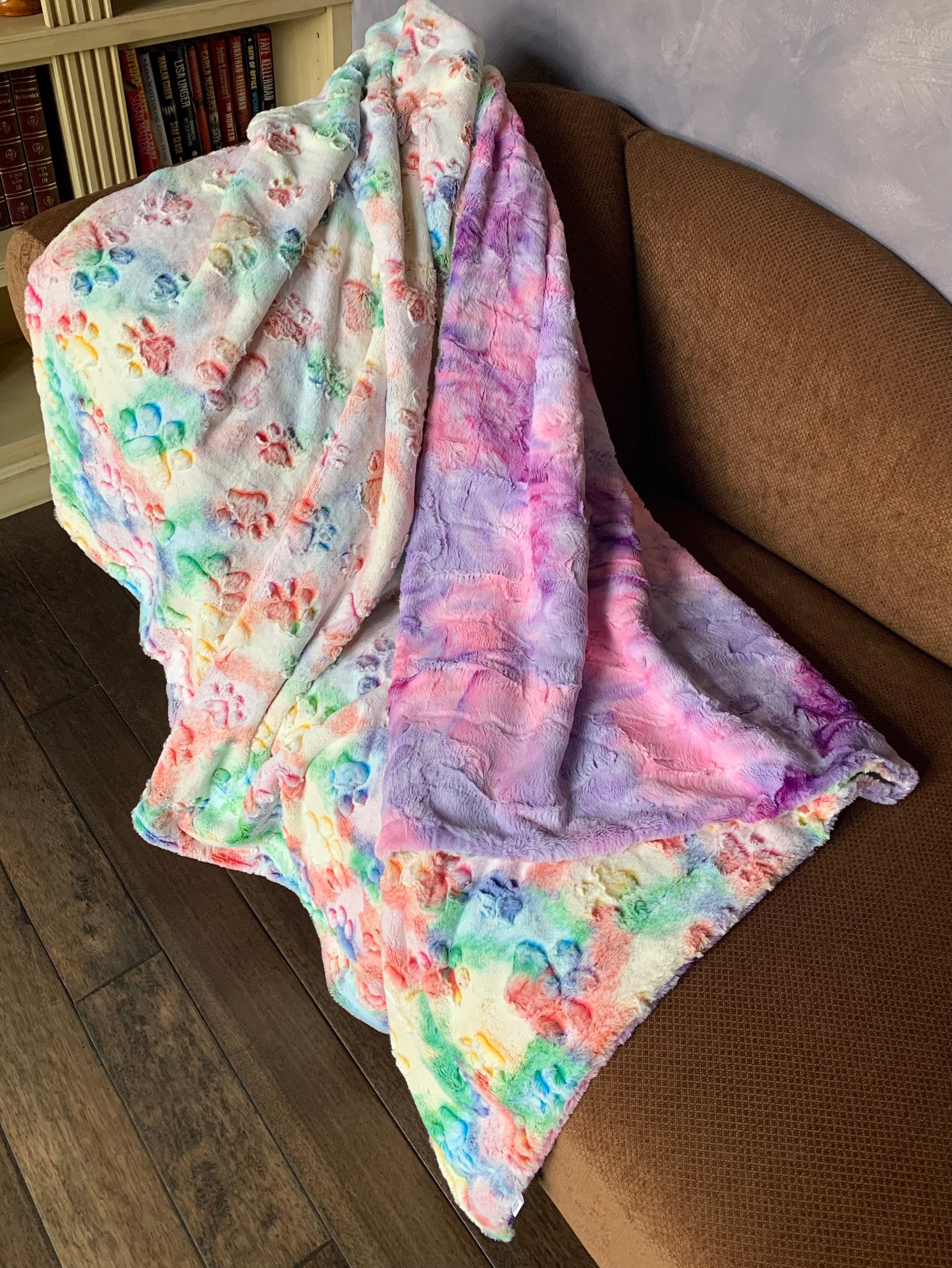 Handmade Luxury MINKY Blanket Minky Blanket Vibrant Prism Etsy