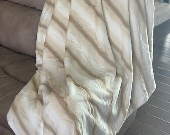 Handmade Minky Blanket: Angora Biscotti Luxe Cuddle, Double Sided