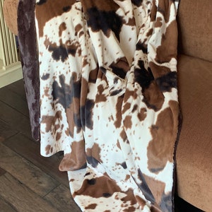 Handmade luxury MINKY Blanket ,Minky Blanket, Pony Luxe Cuddle Blanket, Cow Print Luxe Cuddle Blanket
