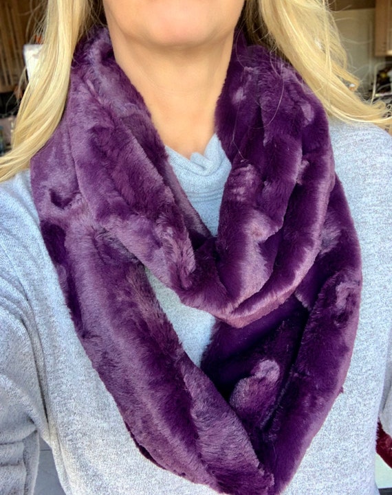Buy Minky Luxe Cuddle Berry Hide Faux Fur Infinity Scarf Online in India 