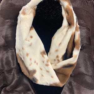 Pony Luxe Cuddle Infinity Scarf. Minky  Infinity Scarf, Pony Faux Fur Scarf, Cow Print