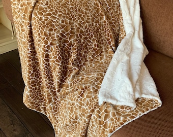 Handmade Giraffe Minky Blanket, Luxe Cuddle Fabric