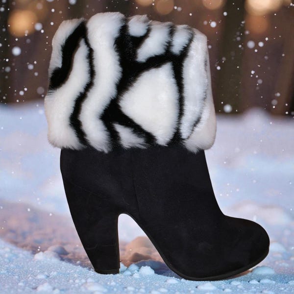 Faux Fur Boot Cuffs: White Tiger / Zebra Print