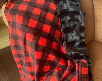 Handmade Buffalo Plaid Minky Blanket: Luxe Cuddle Throw