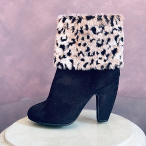 Snow Leopard Faux Fur Boot Cuffs