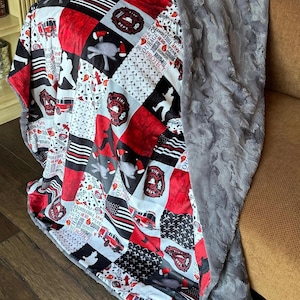 Handmade Luxury MINKY Blanket, Minky Blanket, Firefighter Print Blanket, Cuddle & Luxe Cuddle Blanket