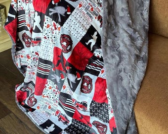 Handmade Firefighter Minky Blanket: Luxe Cuddle Throw