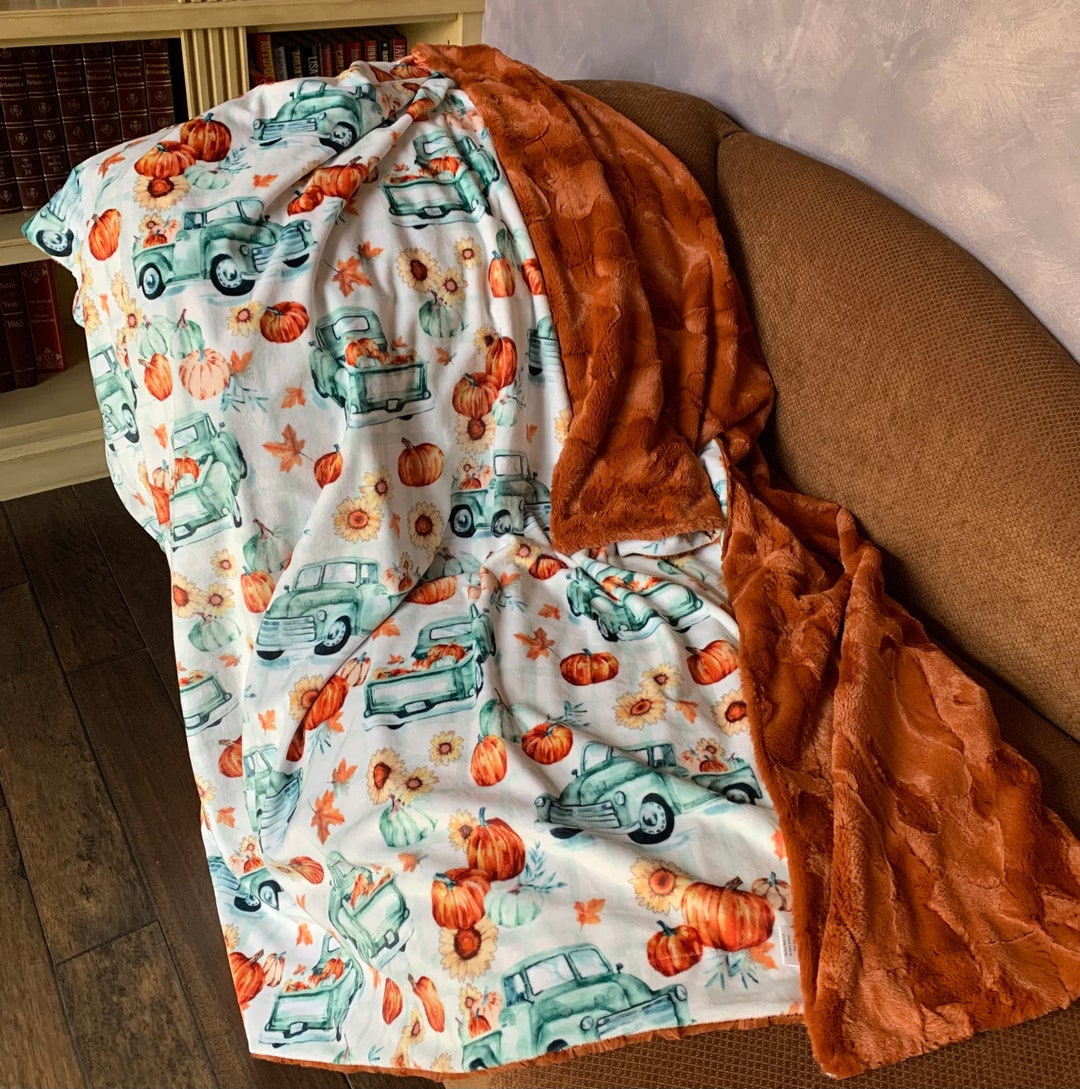 Handmade Luxury MINKY Blanket Adult Minky Blanket Pumpkin Etsy